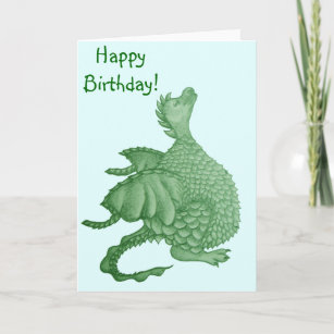 mythical fantasy creature cute green dragon card