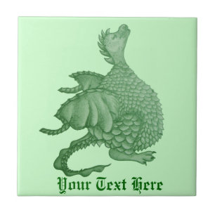 mythical fantasy creature cute green dragon ceramic tile