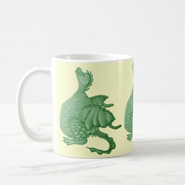 mythical fantasy creature cute green dragon coffee mug (Left)
