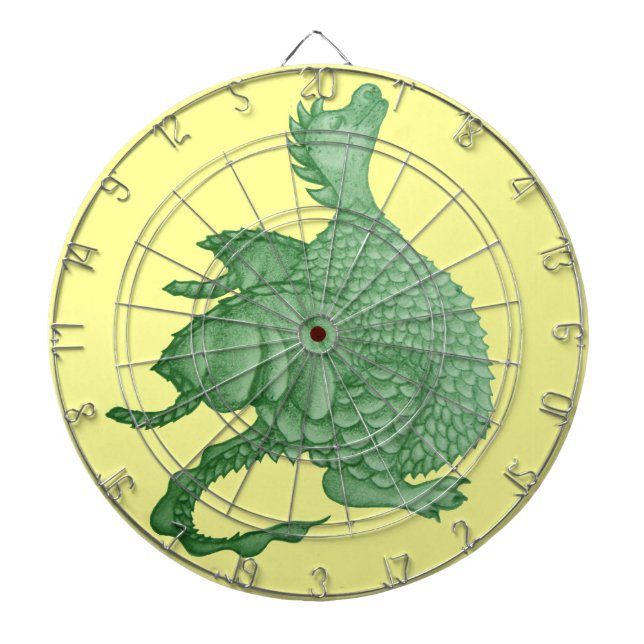 mythical fantasy creature cute green dragon dart board (Front)