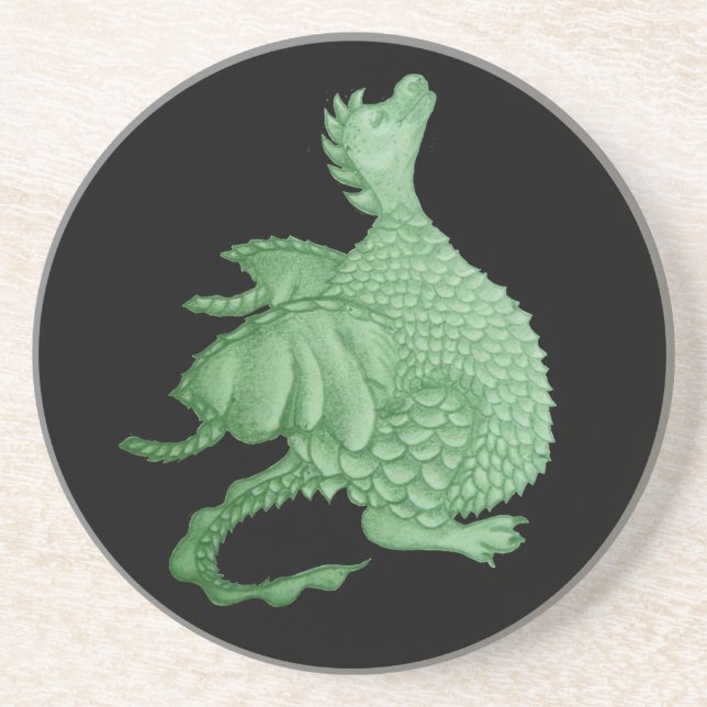 mythical fantasy creature cute green dragon drink  coaster (Front)