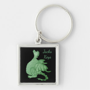 mythical fantasy creature cute green dragon keychain