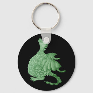 mythical fantasy creature cute green dragon keychain