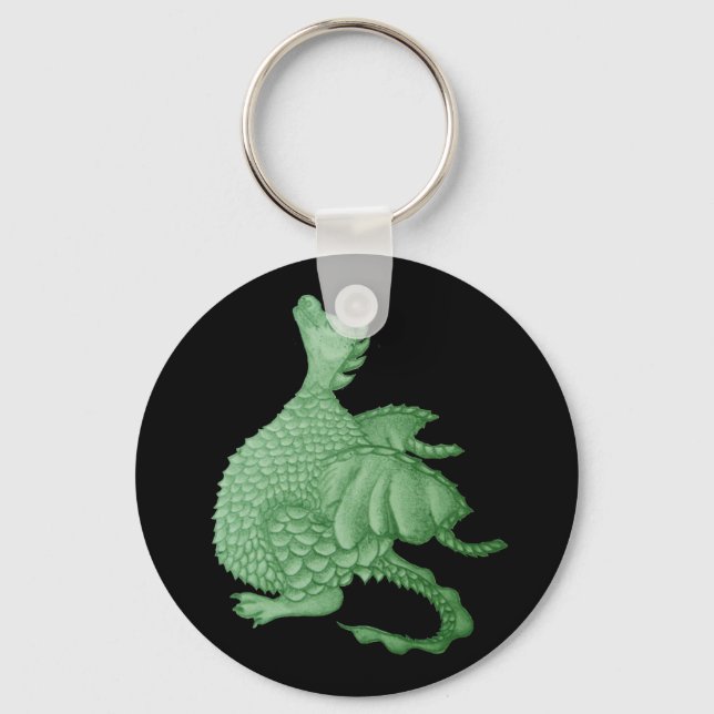 mythical fantasy creature cute green dragon keychain (Front)