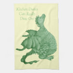 Mythical Fantasy Creature Cute Green Dragon Kitchen Towel at Zazzle