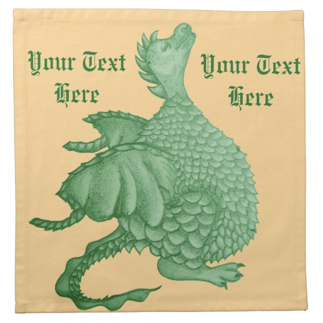 mythical fantasy creature cute green dragon napkin (Front)