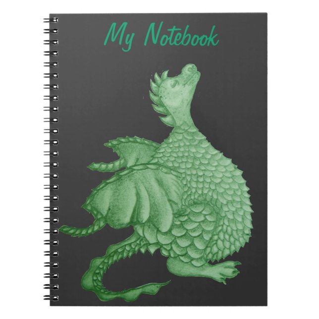 mythical fantasy creature cute green dragon notebook (Front)