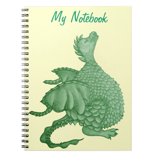 mythical fantasy creature cute green dragon notebook (Front)