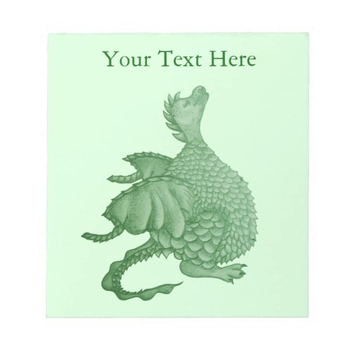 mythical fantasy creature cute green dragon notepad