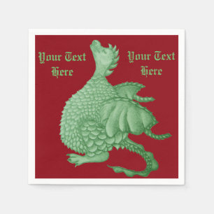 mythical fantasy creature cute green dragon paper napkins
