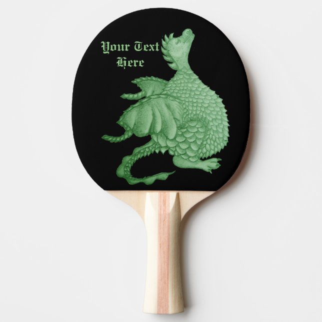 mythical fantasy creature cute green dragon ping pong paddle (Front)