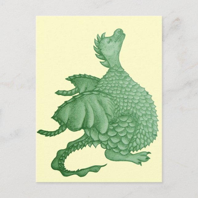 mythical fantasy creature cute green dragon postcard (Front)