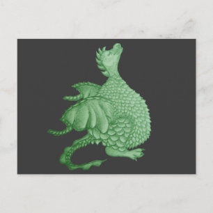 mythical fantasy creature cute green dragon postcard