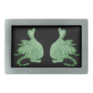 mythical fantasy creature cute green dragon rectangular belt buckle