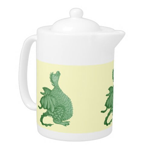 mythical fantasy creature cute green dragon teapot