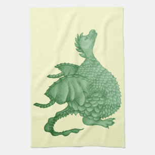 mythical fantasy creature cute green dragon towel