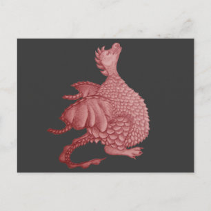 mythical fantasy creature cute red dragon postcard
