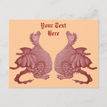 Mythical Fantasy Creature Red Dragon For Twins Postcard by artoriginals at Zazzle