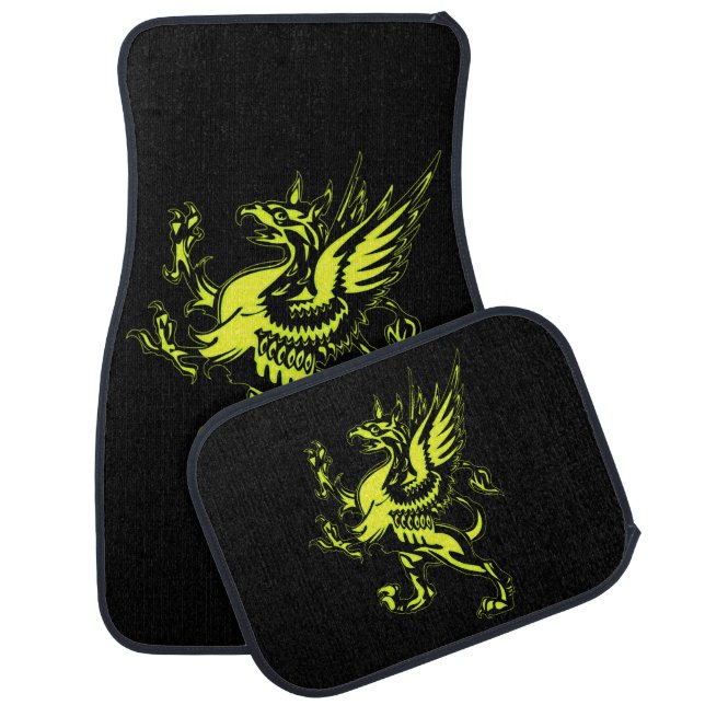 Mythical Fantasy Yellow Griffin Car Floor Mat (Set)
