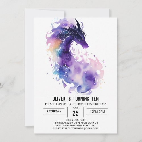 Mythical Fire_Breathing Dragon Birthday Invitation