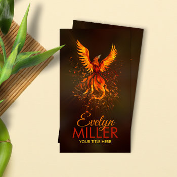 Mythical Fire Rising Phoenix Bird  Business Card by WorkingArt at Zazzle