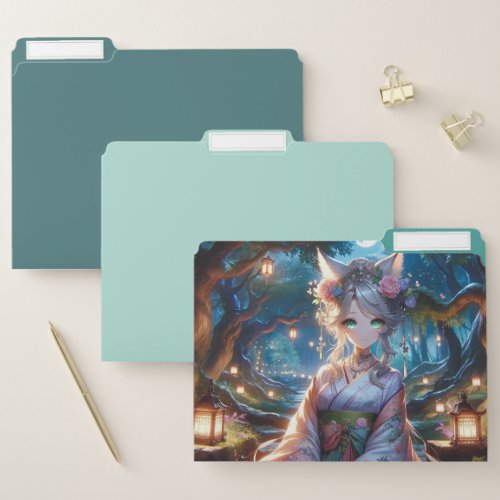 Mythical Forest Catgirl Princess Accent File Folder