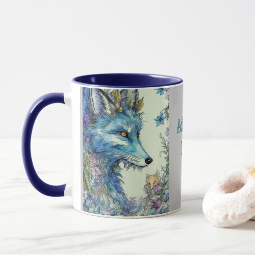 Mythical fox flowers Editable name Mug