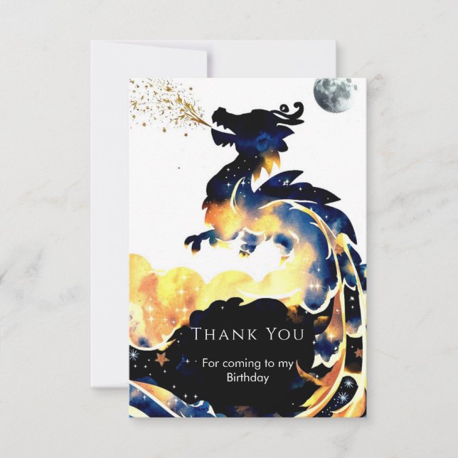 Mythical Fun Dragon Birthday Thank You Card (Front)