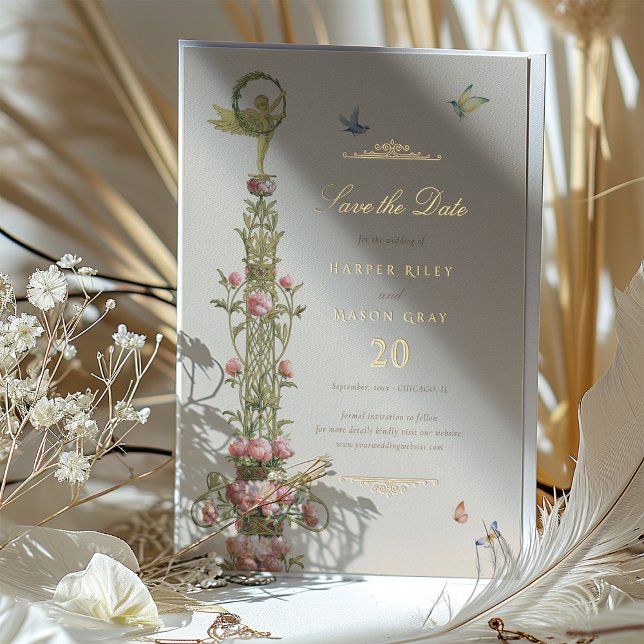 Mythical Garden Save the Date Golden Elegance Foil Invitation (Creator Uploaded)
