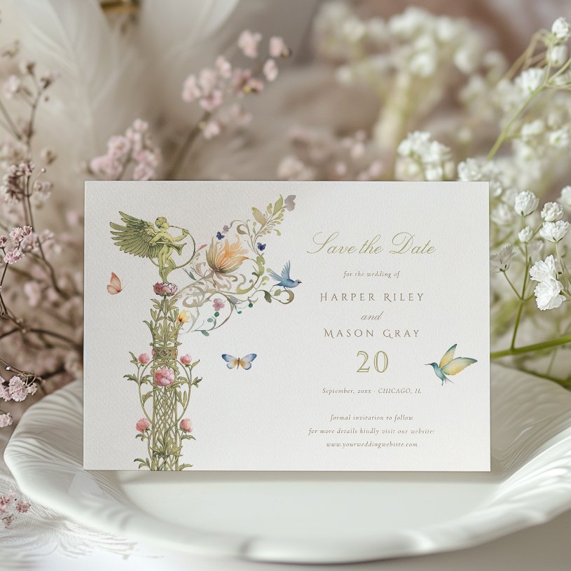 Mythical Garden Save the Date Golden Elegance                    Invitation