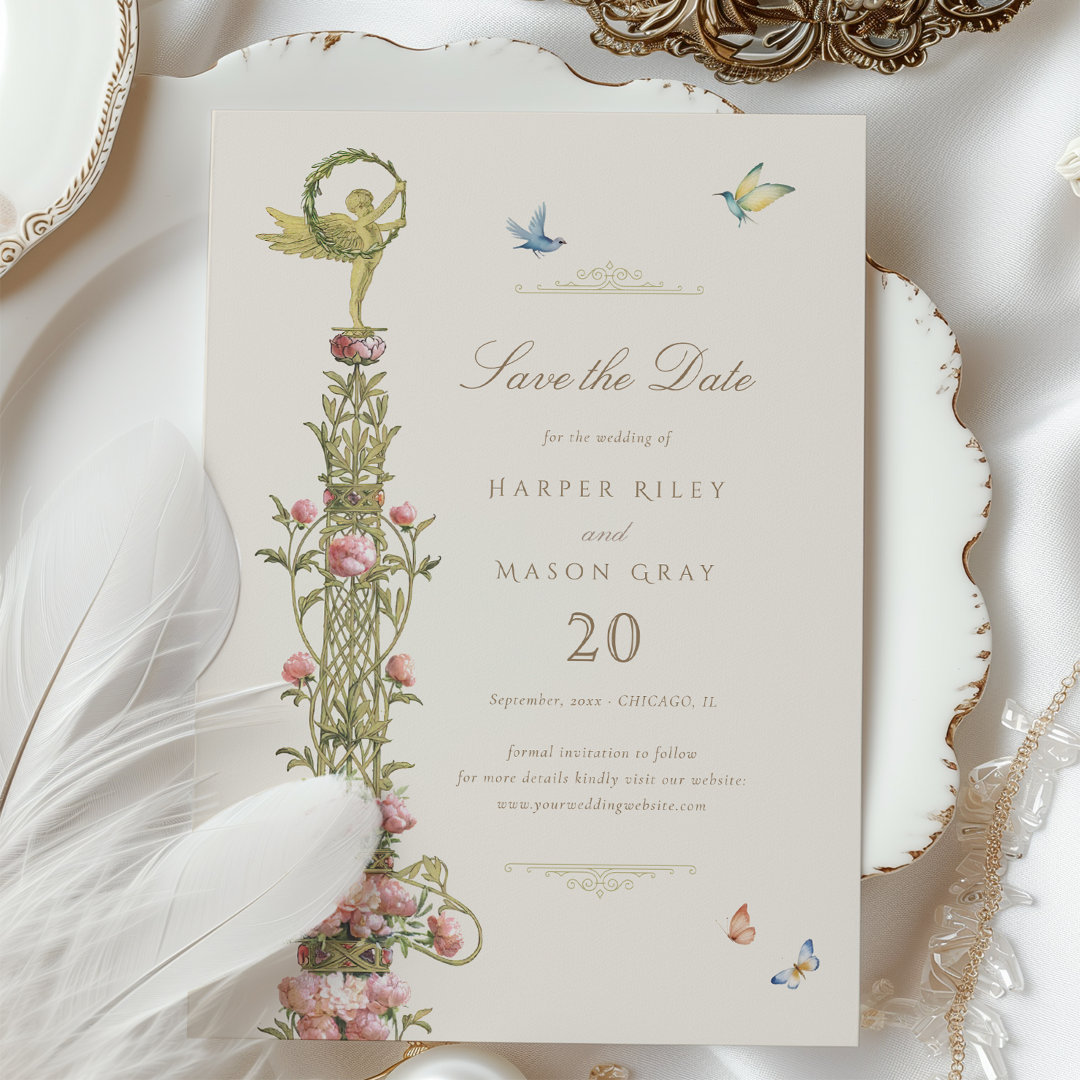 Mythical Garden Save the Date Golden Elegance                    Invitation