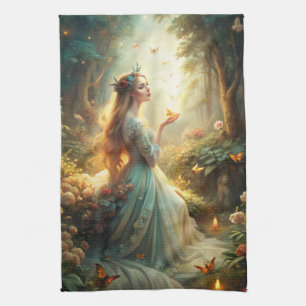 Mythical Girl in Forest Setting Kitchen Towel