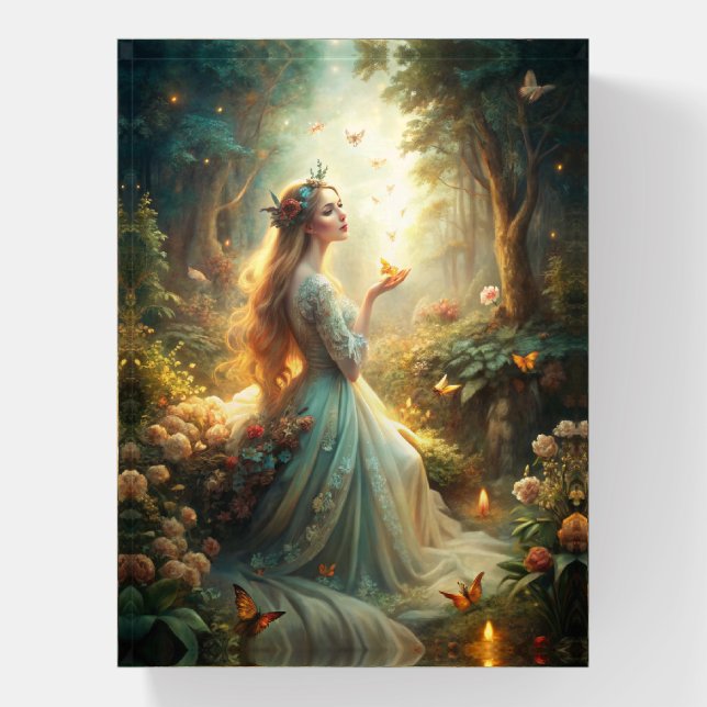 Mythical Girl in Forest Setting Paperweight (Vertical)