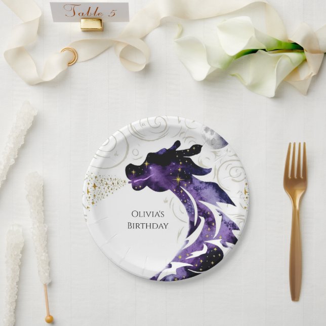 Mythical Happy Dragon Birthday Paper Plates (Wedding)