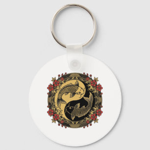 Mythical Imperial Chinese Dragon Relief Round Orna Keychain