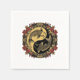 Mythical Imperial Chinese Dragon Relief Round Orna Napkins