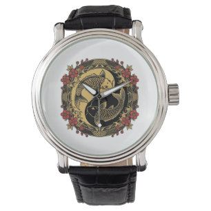 Mythical Imperial Chinese Dragon Relief Round Orna Watch