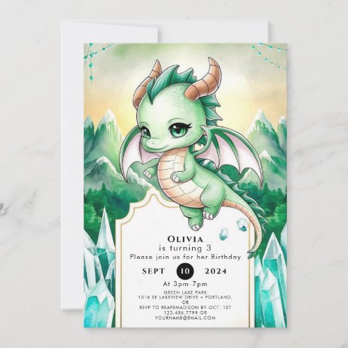 Mythical Kids Dragon Birthday Invitation