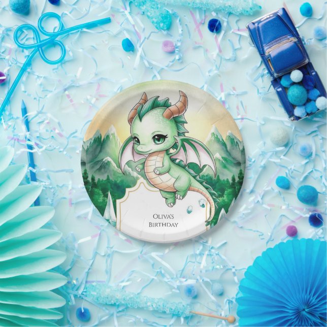Mythical Kids Dragon Birthday Paper Plates (Party)