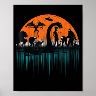 Mythical Loch Ness Bigfoot Mothman Aliens Funny Cr Poster