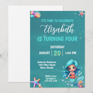 Mythical Magical Mermaid Birthday Party Invitation