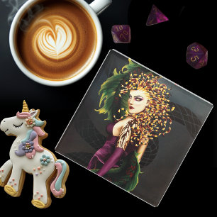 Mythical Medusa Greek Mythology Snake Gorgon Glass Coaster