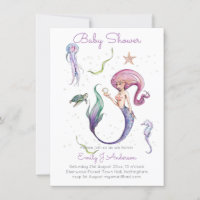 Mythical Mermaid and Friends Baby Shower Incl Env.