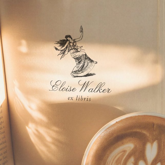 Mythical Nymph Illustration Ex Libris Book Rubber Stamp (Creator Uploaded)