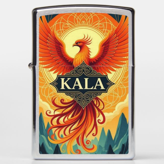 Mythical Phoenix Bird – KALA Fire Zippo Lighter (Front)