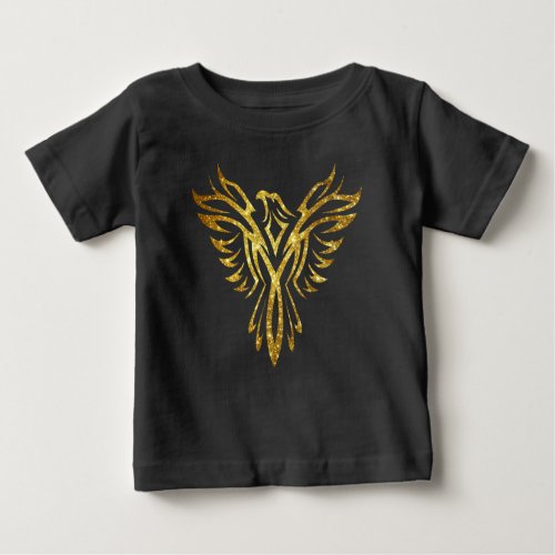 Mythical Phoenix Bird Rising Logo Faux Gold Baby T_Shirt