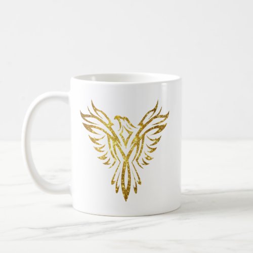 Mythical Phoenix Bird Rising Logo Faux Gold Coffee Mug