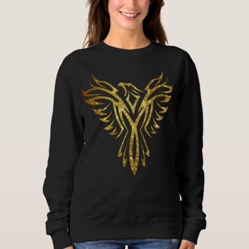 Mythical Phoenix Bird Rising Logo Faux Gold Sweatshirt