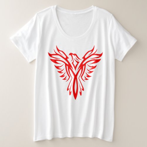 Mythical Phoenix Bird Rising Logo Red Plus Size T_Shirt