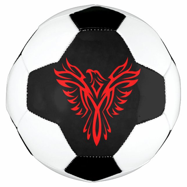 Mythical Phoenix Bird Rising Logo (Red) Soccer Ball (Front)